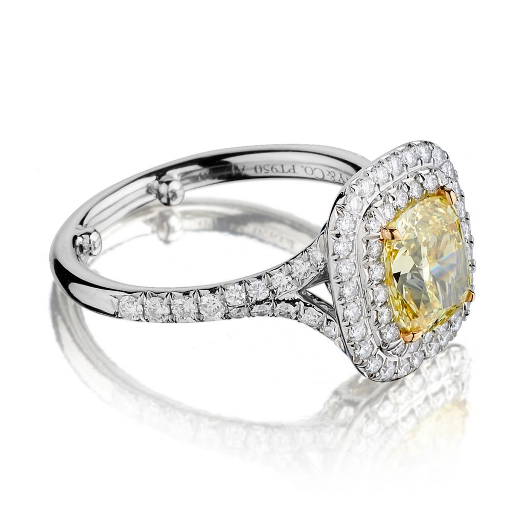 Tiffany Yellow Diamond Rings Tiffany And Co Cushion Cut Tiffany Carat Fancy  Yellow Cushion Cut Halo-Set Diamond, image size:1020x1020