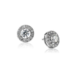 1.42 Carat Total Weight Round Brilliant Cut Diamond Cluster Earrings