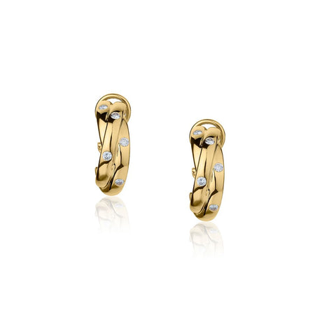 Cartier 18KT Yellow Gold And Diamond Trinity Hoop Earrings