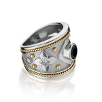 Two-Tone Yellow And White Gold Blue Sapphire And Diamond Ring