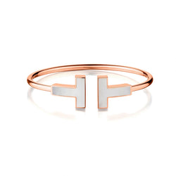 Tiffany & Co. 18KT Rose Gold Mother Of Pearl T Collection Bangle