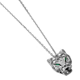 Cartier Panthere De Cartier Diamond And Green Emerald Pendant Necklace