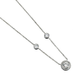 14KT White Gold Diamond and Halo Pendant Necklace