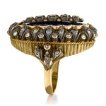 Georgian Era Large Old-Rose Cut And Single Cut Diamond Blue Enamel Ring