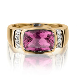 3.00 Carat Pink Tourmaline And Diamond Two-Tone Ring