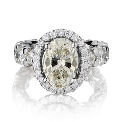 3.25 Carat Oval-Cut Diamond Halo-Set White Gold Showstopper Engagement Ring