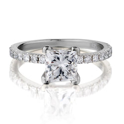 1.32 Carat Princess Cut Diamond White Gold Engagement Ring