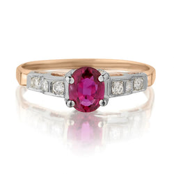 0.60 Carat Oval-Cut Ruby And Diamond Mid-Century Ring