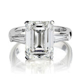 5.90 Carat Emerald Cut Diamond Platinum Engagement Ring