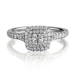 Tiffany & Co. Platinum Cushion-Cut Diamond Halo-Set Platinum Ring