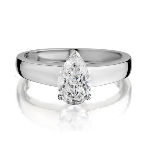 1.10 Carat Pear Shaped Diamond Solitaire Engagement Ring