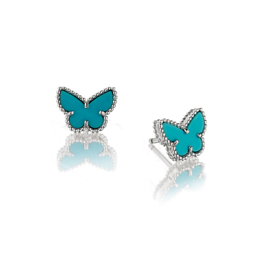 VAN CLEEF AND ARPELS SWEET ALHAMBRA TORQUOISE BUTTERFLY EARSTUDS