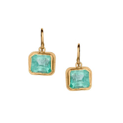 22KT HANDMADE Columbian Emerald Drop Earings By Judy Geib