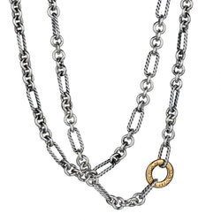 David Yurman sterling silver and 18kt gold cable long necklace .