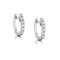 Ladies 18kt White Gold Diamond  "Huggies"  Hoop Earings.