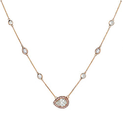 Magnificent 14kt rose gold diamond pear shape necklace .3.59ct Tw. with pink diamonds