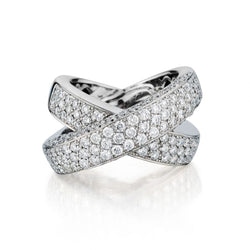 Ladies 18kt White Gold Cross Over Ring. 4.00 tcw.