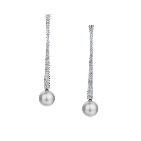 Ladies Diamond & South Sea Pearl Pendant Earrings.1.21ct Tw
