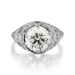 Ladies  Vintage Platinum Diamond Ring. 3.25ct European cut.