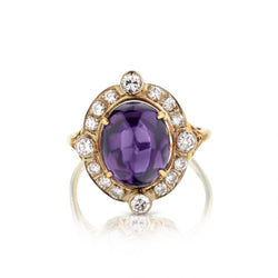 Ladies 18kt Yellow Gold Amethyst and Diamond Ring.