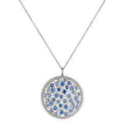 Tiffany & Co Platinum Diamond and Blue Sapphire Large  Medalion.
