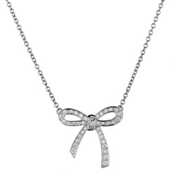 Tiffany & Co Platinum Diamond Bow Pendant Necklace