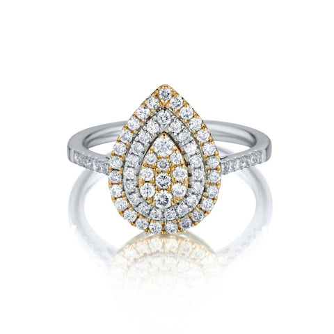 18kt Pear Shape Diamond Cluster Ring.  0.66ct Tw