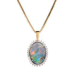 Ladies 14kt Y/G Opal and Diamond Pendant.