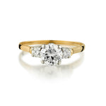 Ladies 14kt White and Yellow Gold Diamond 3 Stone Ring.  0.91ct Tw