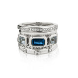 David Yurman Five Row Stackable Ring with Hampton Blue Topaz and Diamonds