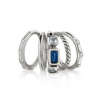 David Yurman Five Row Stackable Ring with Hampton Blue Topaz and Diamonds
