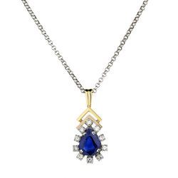 Ladies 18kt W/G Blue Sapphire and Diamond Pendant