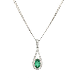 Ladies Diamond and Green Emerald Pendant.