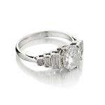 Ladies Vintage 18kt White Gold Diamond Ring. 1.21 European Cut. Circa 1950's