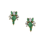 Ladies 14kt Yellow Gold. 2 in 1 Emerald and Diamond Drop Pendant Earings.