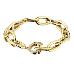 Cartier 18kt Y/G Open Link Bracelet with "C" Diamond Closure.