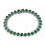 Beautiful Ladies Green Emerald And Diamond Bracelet. 18kt W/G