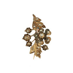 Georgian Silver Floral Brooch Set With Rose Cut Diamonds. Circa 1800's