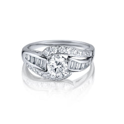 Ladies 14kt White Gold Swirl Diamond Ring. 1.18.ct Tw