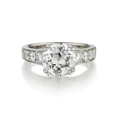 Ladies Platinum Diamond Ring. 3.91ct European Cut Diamond.