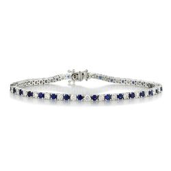 Ladies 18kt White Gold Blue Sapphire and Diamond "Tennis Bracelet"
