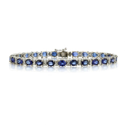 Ladies 18kt White Gold Blue Sapphire and Diamond Bracelet.
