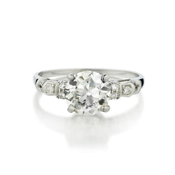 Birks Vintage Ladies Platinum Diamond Ring. 1.05ct European Cut Diamond