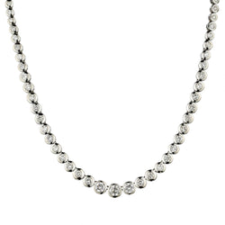 Ladies 18kt White Gold Diamond Tennis Necklace. 10.00ct Tw