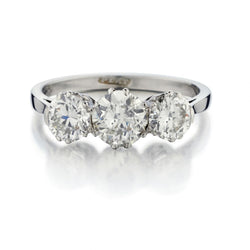 Platinum Victorian 3 Stone Diamond ring. 1.65ct Tw European Cuts.