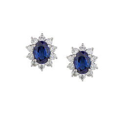 Ladies 18kt White Gold Blue Sapphire and Diamond Stud Earrings.