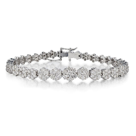 Ladies 18kt W/G Diamond Flower "Tennis Bracelet" Featuring 6.25ct Tw Brilliant Cut Diamonds