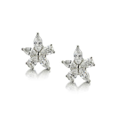 Tiffany Victoria Platinum Mixed Cluster Diamond Stud Earings.