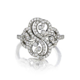 Tiffany & Co Platinum Enchant Double Heart Diamond Ring.