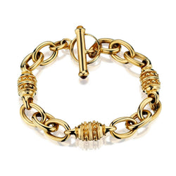 18kt Yellow Gold Open Link Bracelet with Toggle Closure. 56 grams